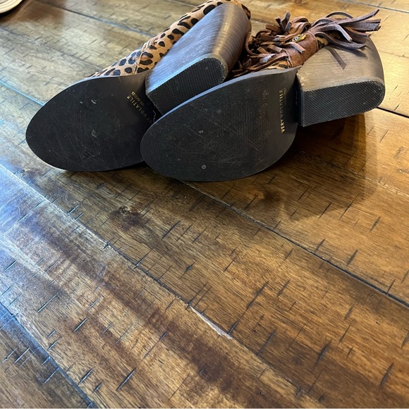 Leopard Fringe Booties - Women’s 8.5 - 4” Wedge Heel - western country boho cow - Picture 9 of 9